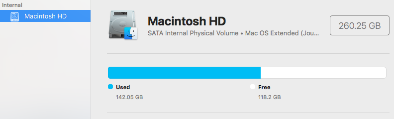 Minimum partition size for mac high sierra os